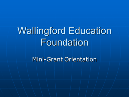 Orientation - Wallingford Education Foundation