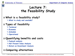 Lecture 4: the Feasibility Study - Computer Science and Engineering