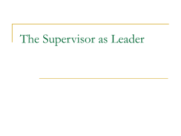 The Supervisor as Leader
