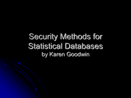 Security Methods for Statistical Databases