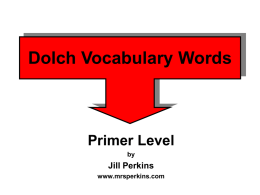 Dolch Primer Vocabulary Words