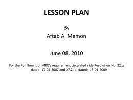 Lesson Plan - presentation and meterial