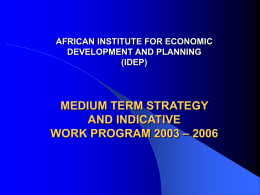 AFRICAN INSTITUTE FOR ECONOMIC DEVELOPMENT AND