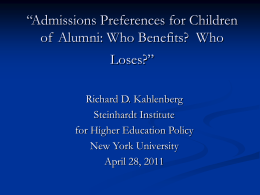 Admissions Preferences for Children of Alumni