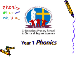 Phonics Presentation to Year 1 Parents 2016