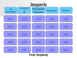 Chapter 13 Jeopardy Review