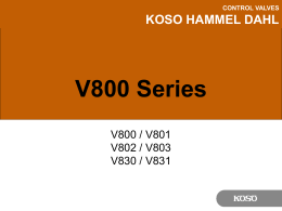CONTROL VALVES KOSO HAMMEL DAHL V800 Series