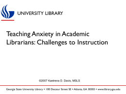 Teaching Anxiety in Academic Librarians