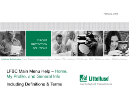 Main Menu Help - Home - Littelfuse Business Center