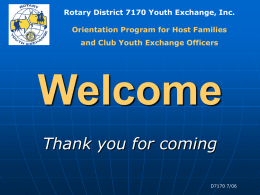 Rotary District 7170 Youth Exchange, Inc.