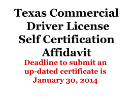 Texas Commercial Driver License Self Certification Affidavit