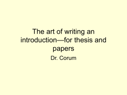 The art of writing an introduction—for thesis and papers