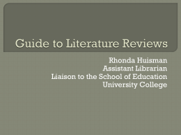 Guide to Literature Reviews