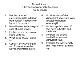 Physical Science 18.2 The Electromagnetic Spectrum Reading Guide