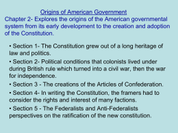 Origins of American Government - Andersenland