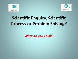 Scientific Enquiry, Scientific Method or Problem
