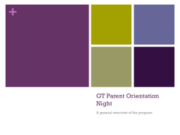 GT Parent Orientation Night - Pointers Run Elementary School
