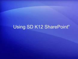 Using SD K12 SharePoint