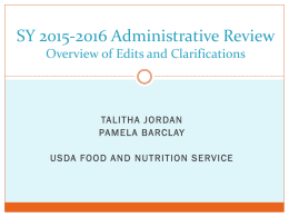 SY 2015-2016 Administrative Review Overview of Edits and