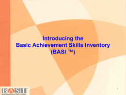 Introducing the BASI Comprehensive test