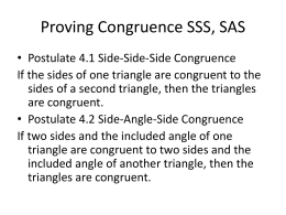 Proving Congruence SSS, SAS