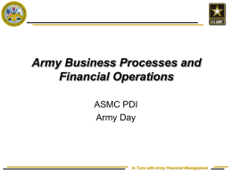 Army Business Processes and Financial Operations