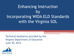 1. Enhancing Instruction by Incorporating the WIDA ELD Standards