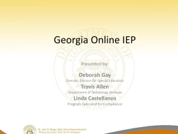 Georgia Online IEP - GADOE Georgia Department of Education