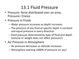 13.1 Fluid Pressure - Ms. Hill`s Website