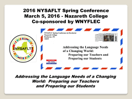 Mark your calendars! - NYSAFLTRochester