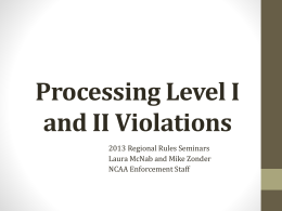 Processing Level I and II Violations