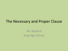 The Necessary and Proper Clause
