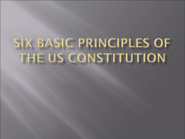 Six basic principles of the US Constitution 1) Popular Sovereignty 1