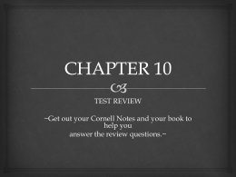 CHAPTER 10 TEST REVIEW