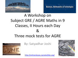 Subject GRE / AGRE Maths - FREE GRE GMAT Online Class