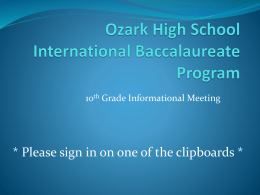 Ozark International Baccalaureate Program - Ozark R