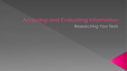 Analyzing, Evaluating, and Synthesizing Information