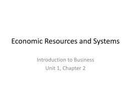 Economic Resources and Systems