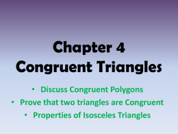 Chapter 4 Congruent Triangles