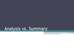 Analysis vs. Summary