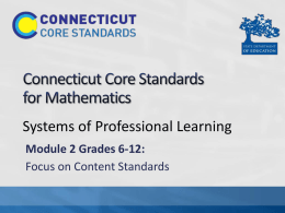 Presentation - Common Core Standards in Connecticut