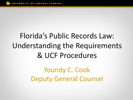 Florida Public Records Law - Office of the General Counsel