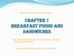 CHAPTER 1 * BREAKFAST FOODS AND SANDWICHES