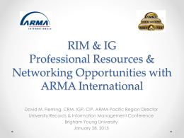 ARMA Presentation – Dave - Brigham Young University