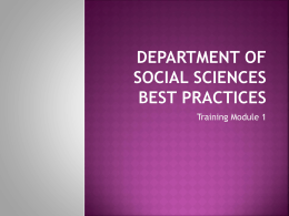 Module 1 - Department of Social Sciences