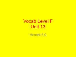 Vocab Level F Unit 13 - Miller