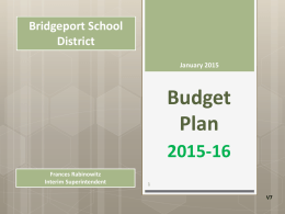 Budget Plan - Bridgeport Public Schools