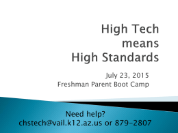 Freshman Parent Bootcamp Presentation