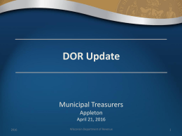 Law Changes, cont. - Municipal Treasurers Association of Wisconsin