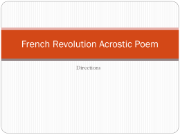 French Revolution Acrostic Poem - Mrs. Moon
